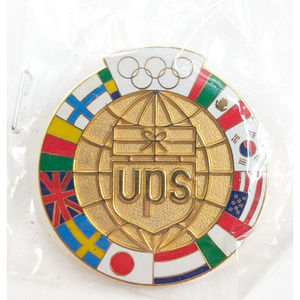 UPS United Parcel Service Nagano 1998 Olympic Enamel Pin Country Flags Souvenir
